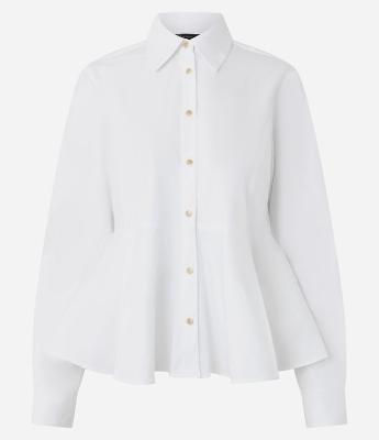 Camisa em Tricoline com Gola Colarinho e Detalhe Peplum