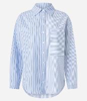 Camisa Oversized em Tricoline com Listras Meio a Meio e Bolso Unilateral - 1