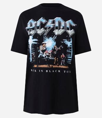Camiseta em Algodão com Estampa da Banda AC/DC