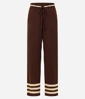 Calça Reta em Tricô com  Detalhes de Listras - 1