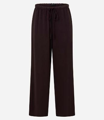 Calça Reta Cintura Alta em Airflow com Amarração no Cós