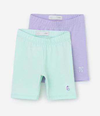 Kit Bermudas Infantil Ciclista Em Algodão Com Bordado - Tam 1 a 6 Anos