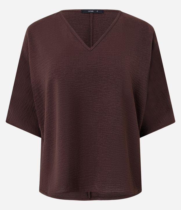 Blusa em Airflow com Decote V e Mangas Amplas - 1