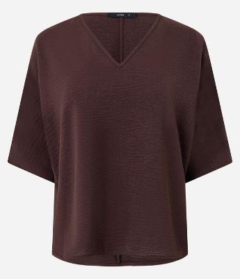 Blusa em Airflow com Decote V e Mangas Amplas