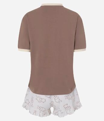 Pijama Short Doll Em Algodão Com Estampa Ursinho Pooh