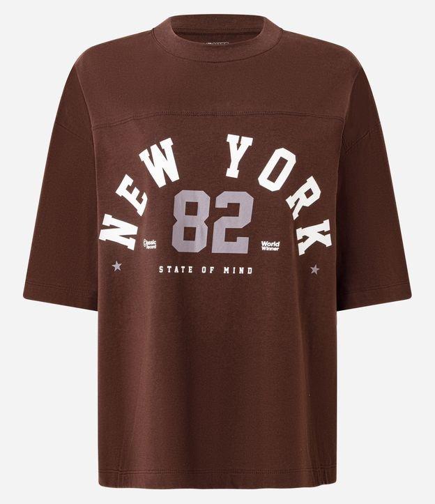 Camiseta Oversized em Algodão com Estampa Lettering New York 82 - 1