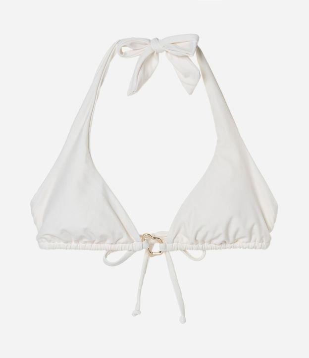 Top Biquíni Em Cortininha Alongado Com Aviamento Dourado - 1