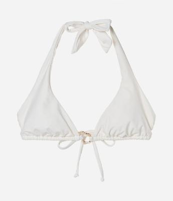 Top Biquíni Em Cortininha Alongado Com Aviamento Dourado