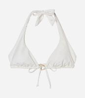 Top Biquíni Em Cortininha Alongado Com Aviamento Dourado - 1