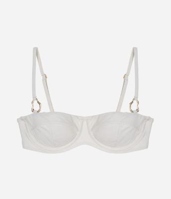 Top Biquíni Meia Taça Com Aviamento Dourado