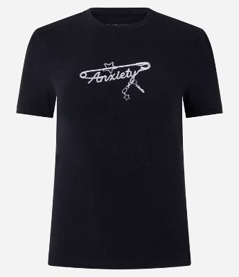 Camiseta em Algodão com Estampa Anxiety