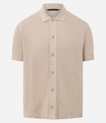 Camisa Regular em Algodão com Textura em Tricô