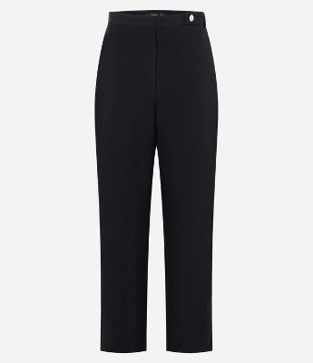 Calça Wide Leg Alfaiatada de Cintura Média com Traspasse no Cós