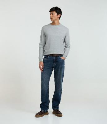 Calça Reta Básica em Jeans