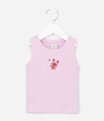 Regata Infantil em Ribana com Bordado de Lagosta - Tam 1 a 6 Anos