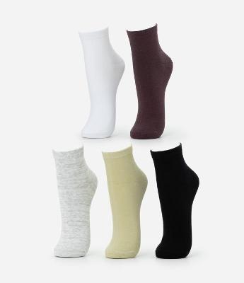 Kit 05 Meias Cano Baixo Esportivas em Algodão