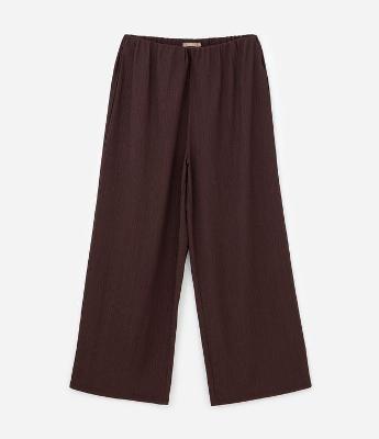 Calça Wide Texturizada em Anarruga Curve e Plus Size