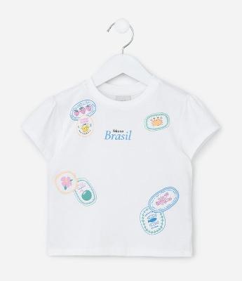 Blusa Infantil com Estampa de Selos Praianos - Tam 1 a 6 Anos