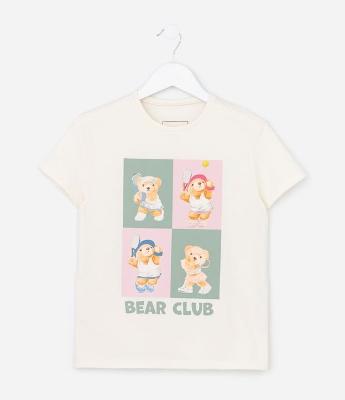 Camiseta Infantil Slim com Estampa Bear Club - Tam 5 a 14 Anos