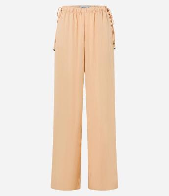 Calça Wide em Chalis com Cintura Alta e Amarração