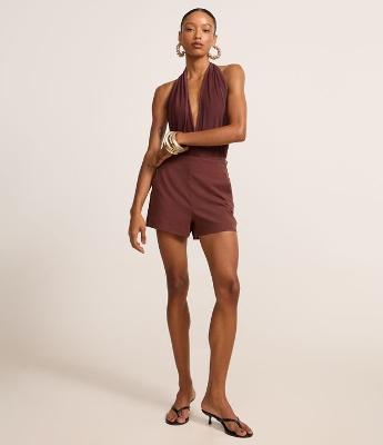 Short Curto em Bengaline com Zíper na Lateral