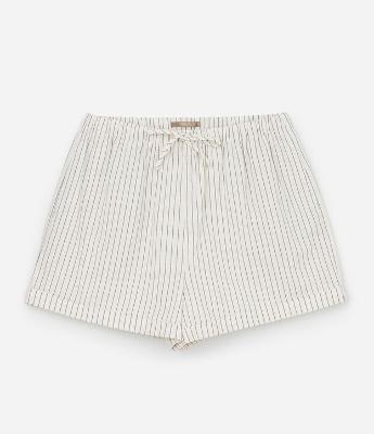 Short em Viscolinho Listrado com Amarração na Cintura e Bolsos Curve & Plus Size