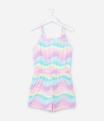 Saída de Praia Infantil em Microfibra com Estampa de Ondas - Tam 5 a 16 Anos