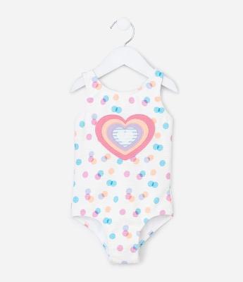 Maiô Infantil em Microfibra com Coração Bordado  - Tam 2 a 4 Anos