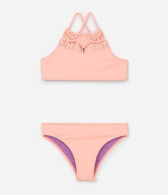 Biquini Infantil em Microfibra com macramê - Tam 5 a 14 Anos