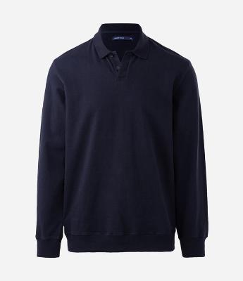 Moletom Liso em Algodão com Gola Polo