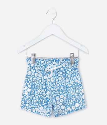 Short Infantil Clochard com Estampa Floral - Tam 1 a 6 Anos