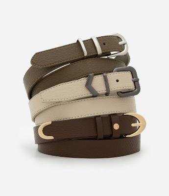 Kit 03 Cintos Médios em Floater com Fivelas e Metais em Light Gold