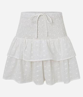 Saída de Praia Saia em Laise com Lastex no Cós e Babados