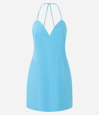 Vestido Curto em Bengaline com Decote Coração