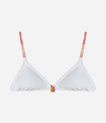 Biquíni Top Cortininha em Microfibra Texturizada com Alça Estampada e Aviamentos