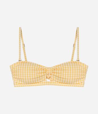Biquíni Top Bandeau em Microfibra Vichy com Alça Removível