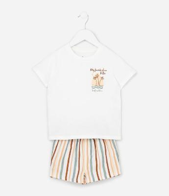 Conjunto Infantil Camiseta E Bermuda Praia – Tam 1 A 6 Anos