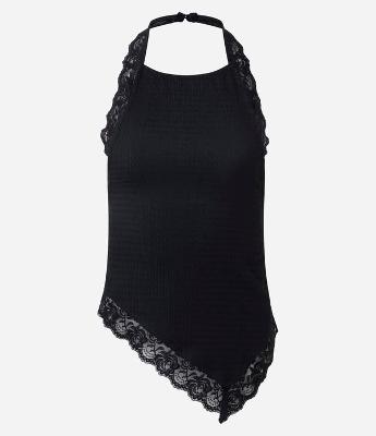 Blusa Frente Única com Renda e Texturizada