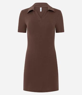 Vestido em Ribana com Gola Polo