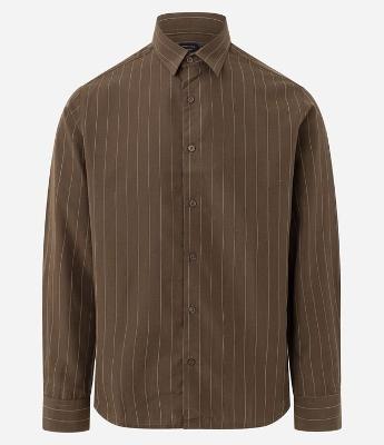 Camisa Comfort em Alfaiataria com Listras em Fio Tinto