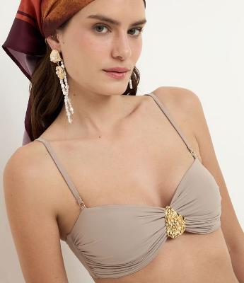 Biquíni Bandeau cm Microfibra com Aviamento Metalizado