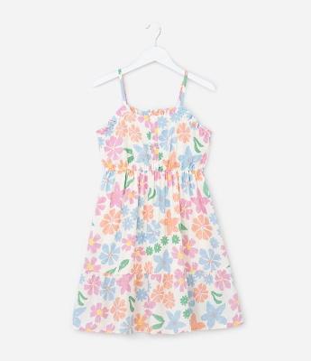 Vestido Infantil com Estampa Floral - Tam  5 a 14 Anos