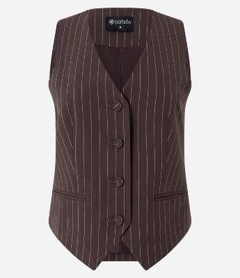 Colete Alfaiatado com Botões Forrados e Riscas de Giz