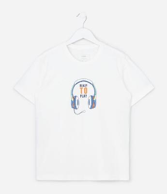 Camiseta Infantil Regular com Fone Ready to Play - Tam 5 a 14 Anos