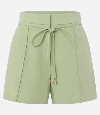 Short Reto Alfaiatado Cintura Alta em Crepe com Amarração