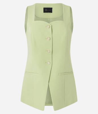 Colete Alfaiataria com Decote Quadrado com Barra V