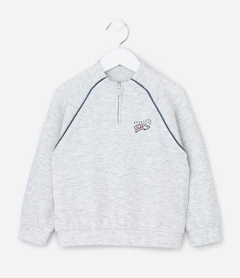 Casaco Infantil Com Meio Zíper E Estampa College - Tam 1 a 5 Anos