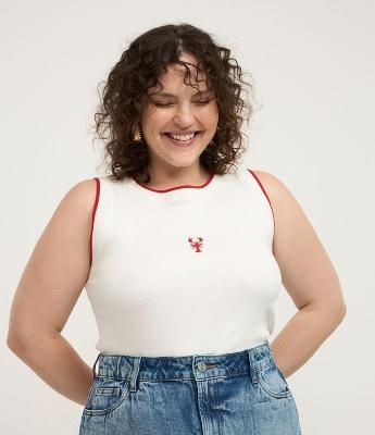 Blusa em Ribana com Bordado de Lagosta Curve & Plus Size