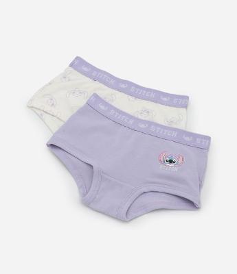 Kit 02 Calcinhas Boxer Com Estampa Stitch – Tam 4 a 14 Anos