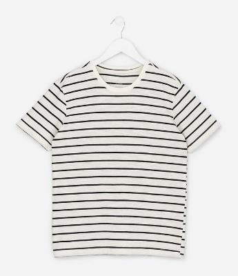 Camiseta Infantil Listrada em Fio Tinto - Tam 5 a 14 Anos